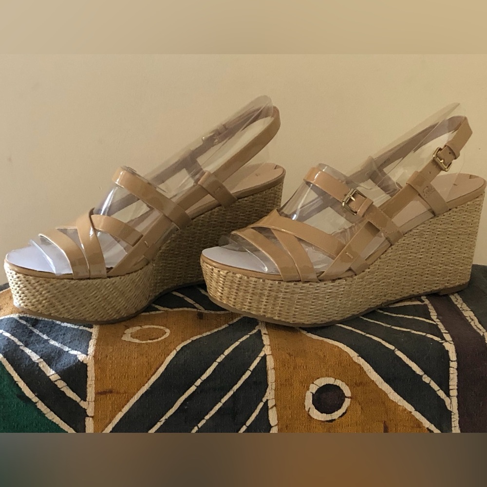 Via Spiga nude patent sandals